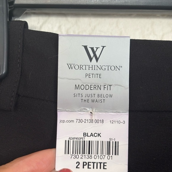 Worthington Modern Fit Black Wide Leg Trousers - Picture 6 of 11